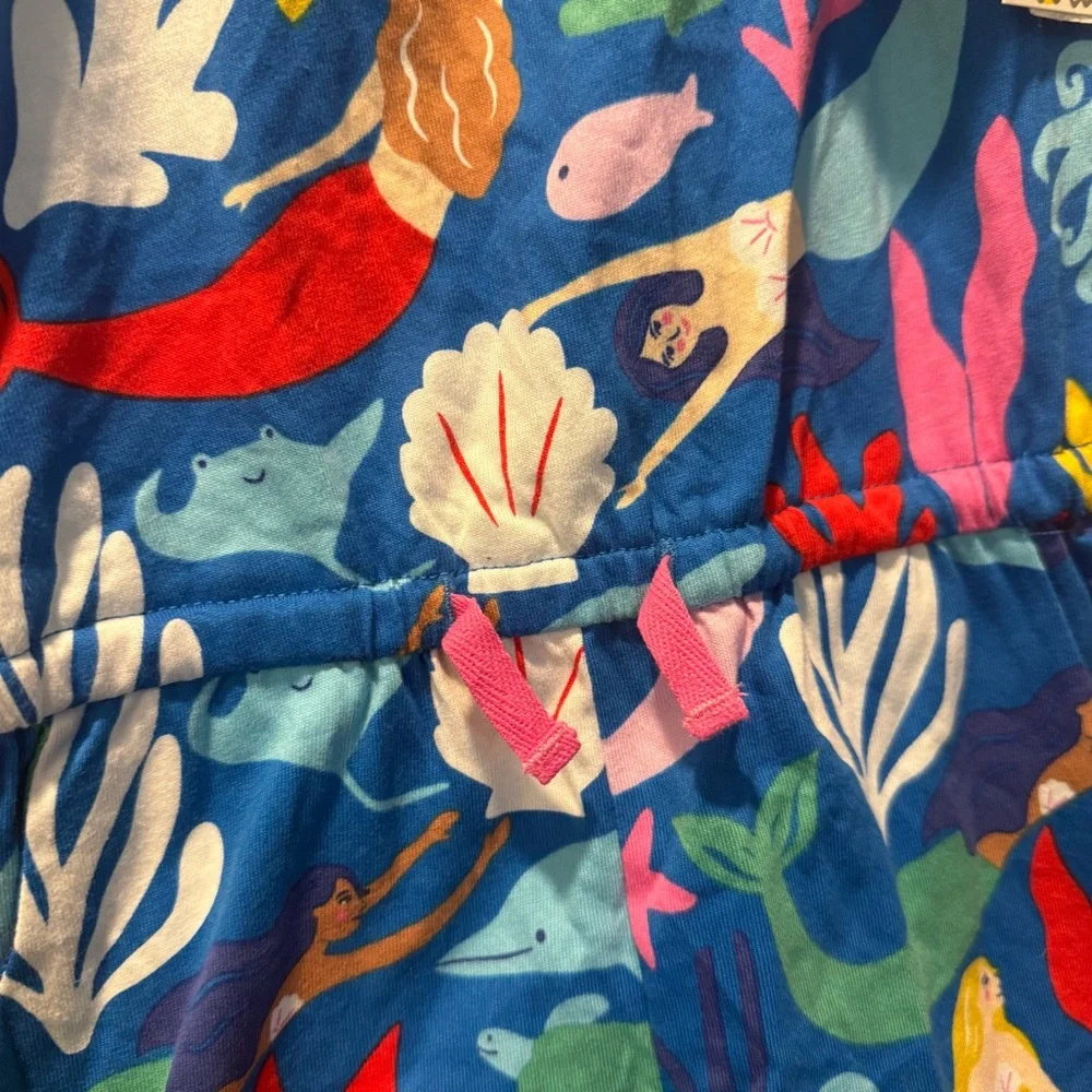 NWT Mini Boden Girls Blue‎ Mermaid One Sleeve Romper Size 5-6 - Picture 3 of 5